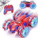 Spider Remote Control Cars for Kids, Stunt Car Toy with Light Strip, 2.4 Ghz RC Cars, Toy for 4 5 6 7 8 Year Old Boys, Car Toy for Sons Age 4-6 5-7 8-12, Fast Race Car Rechargeable Toy for Sons (Red)