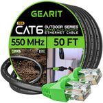 GearIT Cat6 Outdoor Ethernet Cable with CCA Copper Clad for in Wall, Direct Burial (50 Feet)