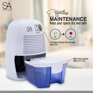 SA Products Dehumidifier, 500ml – Compact White Moisture Absorber