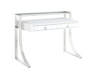 Coaster Home Furnishings Gemma 2-Drawer Writing Desk Glossy White and Chrome