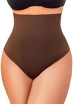 Avidlove Tummy Control Thong Shapewear for Women High Waist Body Shaper Seamless Shapewear Underwear(Brown,L)