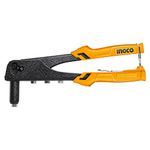 INGCO HR104 Hand Riveter, Iron Body, Heavy-Duty Hand Riveter, Applicable 4 Size Rivet Heads(Not Include), Hand Riveter Set for Metal - Free Interchangeable Heads (1 Set)