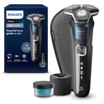 Philips Shaver Series 5000, Wet & Dry Electric Shaver, with SkinIQ Technology, Pop-up Trimmer, Travel Case, Quick Cleaning Pod, Electric Blue, Model S5889/50