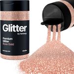 Hemway Rose Gold Glitter Ultrafine 130g/4.6oz Powder Metallic Resin Craft Glitter Flake Sequins for Epoxy Tumblers, Hair Face Body Eye Nail Art Festival, DIY Party Decorations Paint