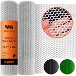 MAPORCH Plastic Wire Mesh Fence 15.7IN x 10FT Roll, 2-Pack White - Ideal for Poultry, Dogs, Rabbit, Snake Barrier & Gardening - Durable Plastic Chicken Wire Mesh - Versatile Plastic Fencing