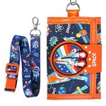 Kids Wallet for Boys Ages 4-18 Trifold, Youth Wallet with Lanyard Zippered Coin Pocket Card Holders, Novelty Wallet for Children Back to School Birthday Gifts