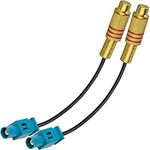 TUOLNK 2 Pack Fakra Z Waterblue Male to RCA Female Pigtail Jumper Coaxial Cable for Car DVD Extension Cable RG174 RF Coax Cable (6inch Cable)