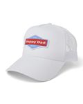 Happy Dad Trucker Hat, Trendy Mens Hats with Breathable Mesh Back, Snap Closure, Birthday Gifts, Full Send Logo Snapback Cap White