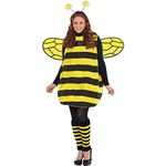 amscan 841875-55 Adults Bumble Bee Costume with Wings and Antennae Head Bopper (UK Dress 10-14)