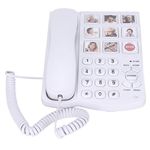 LIKJ Big Button Corded Phone,LD‑858HF Hands-Free Dial Photo Memory Desktop Telephone One-Touch Dialing Landline Phones with 7 Home Number,1 SOS Number,1 Meal Order Number for Seniors Elderly Home