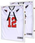 GUTAG Jersey Wooden Frame Display Case -Shadow Box with UV Protection for Baseball Basketball Football Hockey Sport Shirt and Uniform (White, 2 Packs)