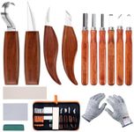 Wood Carving Tools Set, Wood Whittling Kit for Beginners Kids and Adults - Wood Carving Kit with Detail Wood Carving Knife, Whittling Knife, Wood Chisel Knife, Gloves, Carving Knife Sharpener