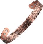 MagEnergy Copper Bracelet for Men and Women, 99.9% Solid Copper Magnetic Bracelets Adjustable Cuff Jewelry Gift Box(Cross Pattern)