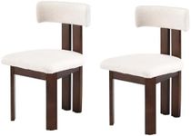 LivinVeluris Dining Chairs Set of 2, Modern Dining Chairs Mid-Century, Round Kitchen Chairs, Boulce Dining Chair with Black Metal Legs, Kitchen Dining Room (White Teddy Velvet/Brown Legs Set of 2)
