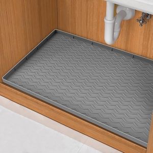 RoomHacks Under Sink Mat for Kitchen Waterproof, 34" x 22" Silicone Under Sink Liner, Kitchen Bathroom Cabinet Mat, Fit 36inch Standard Cabinet Mat Under Sink Organizer Drip Tray Dark Grey