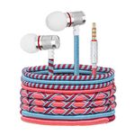 URIZONS Nylon Braided in Ear Wired Earphones - Kids Cord Wrapped Headphones Earbuds with Mic Tangle Free for Iphone for Samsung for Women