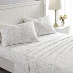 Laura Ashley - Queen Sheet Set, Cotton Flannel Bedding, Brushed for Extra Softness & Comfort (Fawna Grey, Queen)