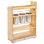 Rev-A-Shelf 8" Pull Out Storage Organizer for Base Kitchen Cabinets w/Soft-Close, Sliding Shelves for Utilities, Utensils or Spices, 448UT-BCSC-8C