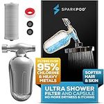 SparkPod Ultra Shower Filter- Shower Head Water Filter & Cartridge- 150 Stage Equivalent, Removes Up to 95% of Chlorine, Heavy Metals for Soft Hair and Skin (Luxury Polished Chrome)