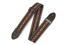 Levy's 2" Vintage Hootenanny Jacquard Weave Guitar Strap With Garment Leather Backing, Distressed Leather Ends, And Antique Brass Tri-glide Adjustment. (M8HTV-20)