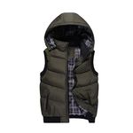 Chickwin Men's Warmer Hooded Gilets, Zip Sleeveless Padded Casual Vest Jacket Coat Soft Comfort Lightweight Outdoors Sports Running (2XL,Army Green)