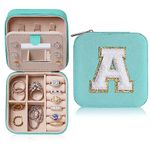 Parima Graduation Gifts for Her - Trendy Travel Jewelry Case, Personalized Gifts - Aqua Blue Travel Jewelry Box | Birthday Gifts for Women Mothers Day Gifts for Women - Letter A, Aqua Blue