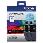 Brother Genuine LC401XL2PKS High-Yield Black Ink Cartridge 2-Pack, Replacement Cartridges for Brother Printer MFC-J1010DW, MFC-J1012DW, MFC-J1170DW, MFC-J1800DW