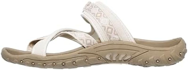 Skechers Women's Reggae Trailway Flip Flop, Natural/Cream, 8 M US