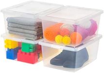 IRIS USA 16 L Storage Box Stackable BPA-Free Plastic Bin with Lid, 4 Pack, Organizing Containers, Clear