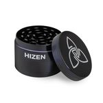 HIZEN Vaporizers Grinder - Metal Herb Crusher with Pollen Catcher, Magnetic Lid and Pollen Scraper, 5cm x 4cm, Black (4 Pieces)