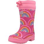 Hatley Boy's Girl's Sherpa Lined Printed Wellington Rain Boots, Rainy Rainbows, 4 UK Child