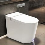 Casta Diva Smart Toilet with Built-in Bidet, Hands-Free Auto Open/Close, Wider Heated Seat, Foot Sensor Flush, Off-Seat Auto Flushing, Touch Panel Remote, 1.28GPF