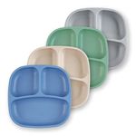 Re-Play - 4 Pack 7.37" Divided Plates with Deep Sides for Baby, Toddler & Child Feeding - BPA Free - Made in USA from Recycled Milk Jugs - Cool Naturals
