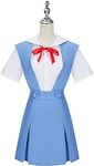 Weixu Asuka Langley Soryu Rei Ayanami Cosplay Costume Senior High School Girls Uniform Blue Halloween XXL