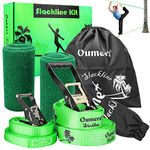 Beginner Slackline Kit, Oumers Slack Line Gift Set with 50ft Main Blance line Training Line Tree Protector Ratchet Cover Carry Bag for Kids Adults