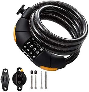 Via Velo Bike Lock Combination Cable Lock Combinationa Lock with 4-Feet Bike Cable Basic Self Coiling Resettable Combination with Complimentary Mounting Bracket, 4 Feet x 1/2 inch(12mm) Cable.