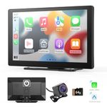 Unbktom Wireless Carplay Touchscreen - 4K Dash Cam 9" Portable Carplay & Android Auto Car Stereo Carplay Screen with 1080p Backup Camera ADAS Warning System/GPS Navigation/Voice Control/Bluetooth
