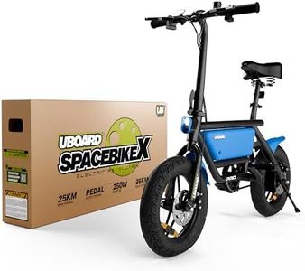 UBOARD Space Bike - Electric Foldable Lightweight Aluminum Frame, Adjustable Seat, LED Lights, 250W Motor, 36V Battery, Up to 30km Range, Disc Brakes (Blue)