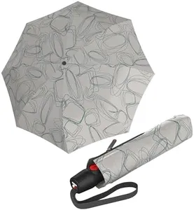Knirps T.200 Medium Duomatic Automatic Open Close Rain Umbrella - Compact Windproof Umbrella for Rain - Travel Umbrella for Adults - 98cm Diameter Retractable Umbrella & Carrying Case, Pure Mineral