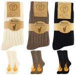 Moyel 3 Pairs Alpaca & Merino Wool Socks Women Warm Winter Thermal Cozy Thick Socks Cute Crew Socks for Women Women’s Boot Socks for Hiking Gifts for Women on Christmas