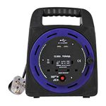 Ex-Pro 2 Way 15M Mains Socket Cassette Reel Extension Lead Cable with 2x USB Charging Ports and Safety Cut-Out Switch 10A - Ideal for Workshops, Offices, Warehouses, DIY and more - Black/Blue