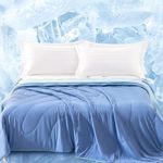 Kivik Cooling Comforter for Hot Sleepers, Cooling Blanket Down Alternative Duvet Queen Size, Soft Summer Duvet Insert for Night Sweats, Cool & Breathable, Blue 90x90 Inches