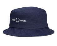 Fred Perry Mens Womens Graphic Branded Twill Bucket Hat in French Navy Blue Size Small