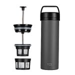 ESPRO - P0 Ultralight French Press - Double Walled Stainless Steel Vacuum Insulated Coffee and Tea Maker, Portable and Durable Coffee Press for Travel, Camping, and Everyday Use - 16oz, (Gun Metal Grey)