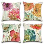 Artscope Set of 4 Waterproof Throw Pillow Covers 20x20 Inches, Hydrangea and Lotus Pattern Decorative Cushion Covers, Perfect to Outdoor Patio Garden Living Room Sofa Farmhouse Decor