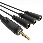 Ancable 9 Inch 3.5mm (1/8") Male to 3x Female Stereo Splitter Audio Cable, 3 Way Splitter Gold-Plated