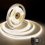 TTWAY COB LED Strip Lights, Dimmable 4000K LED Strip Kit, Super Bright 24V LED Tape Lights CRI90+ with RF Remote and UKCA Power Supply for DIY Home Decoration, 5M, Natural White.