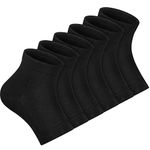 Bememo 3 Pairs Soft Ventilate Gel Heel Socks Open Toe Socks for Dry Hard Cracked Skin Moisturizing Day Night Care Skin (Black, Regular Size)