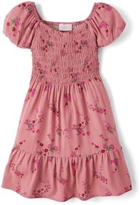 The Children's Place Girls' Short Sleeve Everday Dresses, Flora Smocked