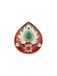 ZAVERI PEARLS Red & Green Meenakari Floral Design Ethnic Adjustable Ring For Women-ZPFK13181